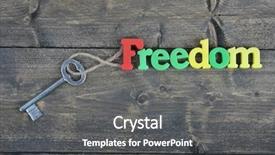  Presentation with leather craft work table - Colorful PPT theme enhanced with freedom word on wooden table backdrop and a  colored foreground