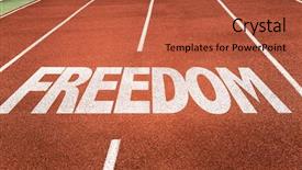  Presentation with college running track hurdle - Colorful theme enhanced with freedom written on running track backdrop and a red colored foreground