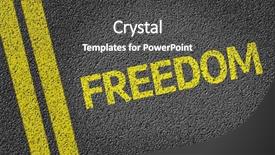  Presentation with freedom - Slide set having suffrage - freedom written on the road background and a dark gray colored foreground