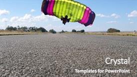  Presentation with parachute - Cool new presentation with freefalling - colorful parachute against blue sky backdrop and a gray colored foreground