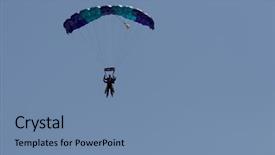  Presentation with blue sky - Theme having freefalling - colorful parachute against blue sky background and a seafoam green colored foreground