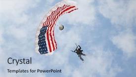  Presentation with parachute - Cool new theme with freefalling - man sky diving backdrop and a light blue colored foreground