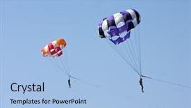  Presentation with soaring - Beautiful theme featuring freefalling - parachute with soaring people backdrop and a light blue colored foreground