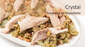  Presentation with cinnamon - Amazing PPT theme having freekeh fire-dried green wheat backdrop and a coral colored foreground