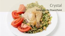  Presentation with salad dressing - PPT layouts featuring freekeh-salad-with-chickpeas-onion background and a lemonade colored foreground