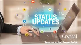  Presentation with laptop - Presentation theme enhanced with freelance-woman-using-laptop-concept and a coral colored foreground