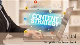  Presentation with laptop - Presentation theme with freelance-woman-using-laptop-concept background and a coral colored foreground