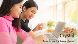  Presentation with retail - Colorful theme enhanced with freelance working and meeting backdrop and a  colored foreground