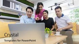  Presentation with data meeting education - PPT theme consisting of freelance working meeting and discussion background and a  colored foreground