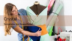  Presentation with design fashion - Amazing slide set having freelancer - fashion designer or tailor backdrop and a coral colored foreground