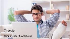  Presentation with home economics about food - Colorful theme enhanced with freelancer with foot injury working backdrop and a  colored foreground