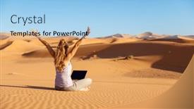  Presentation with sahara - Presentation having freelancer-woman-work-on-computer background and a light blue colored foreground