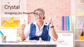  Presentation with working - PPT theme enhanced with architectural compare - young designer freelancer working background and a  colored foreground