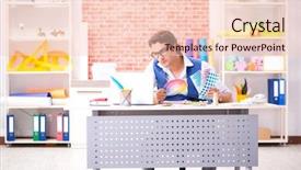  Presentation with working - Amazing slide set having freelancer working on new project backdrop and a  colored foreground