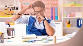  Presentation with working - Slide set featuring architectural compare - young designer freelancer working background and a  colored foreground