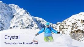  Presentation with skiing - Slide deck enhanced with engineering manufacturing - accessories of welder blue coveralls background and a lemonade colored foreground