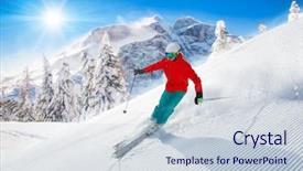  Presentation with powder - Theme having freeride in fresh powder snow background and a lemonade colored foreground