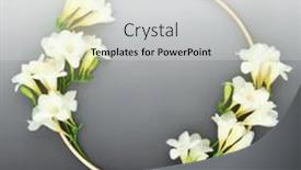  Presentation with minimal - Presentation design featuring freesia-flower-wreath-with-wooden background and a white colored foreground