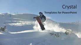  Presentation with free - Beautiful slides featuring freestyle snowboarder jump and ride free style at sunny winter day on mountain backdrop and a light blue colored foreground