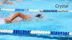  Presentation with water splash - Cool new slide set with freestyle swimmer focus on arm backdrop and a light blue colored foreground