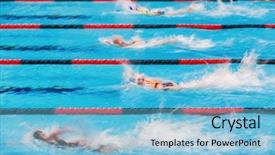  Presentation with motion - Beautiful PPT theme featuring freestyle swimming race motion blurred backdrop and a light blue colored foreground