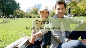  Presentation with new york city - Beautiful presentation theme featuring freeunited - couple relaxing in central park backdrop and a yellow colored foreground