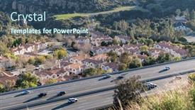  Presentation with los angeles - Colorful presentation design enhanced with freeway-adjacent-condos-and-traffic backdrop and a ocean colored foreground