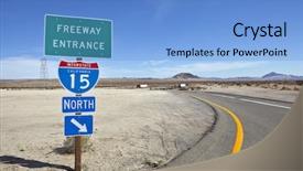  Presentation with interstate freeway - Presentation design featuring freeway and interstate 15 sign background and a light blue colored foreground