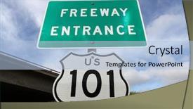  Presentation with freeway - Slides with freeway entrance sign us 101 background and a light blue colored foreground