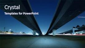  Presentation with bridge overpass - Presentation design having freeway overpass and bridges background and a navy blue colored foreground