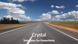  Presentation with asphalt road - Theme with freeway sign - blurred asphalt road and blue background and a gray colored foreground