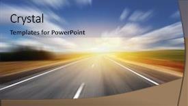  Presentation with empty road motion blur - Amazing PPT layouts having freeway sign - motion blurred asphalt road backdrop and a teal colored foreground