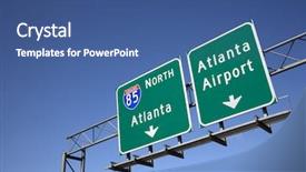  Presentation with atlanta - Beautiful theme featuring freeway signs directing drivers backdrop and a ocean colored foreground