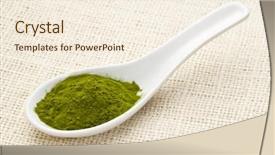  Presentation with freeze - Cool new PPT theme with freeze-dried organic wheat grass powder backdrop and a cream colored foreground