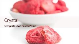  Presentation with pressed and dried flowers - Slides featuring processing preserves - freeze dried strawberry slices isolated background and a lemonade colored foreground