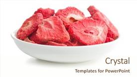  Presentation with freeze - PPT layouts with processing preserves - freeze dried strawberry slices background and a white colored foreground