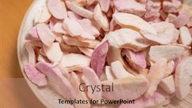  Presentation with freeze - PPT theme with freeze-dry-slice-of-peach and a coral colored foreground