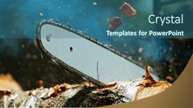 Presentation with chainsaw - Presentation theme consisting of freeze-motion-of-a-chainsaw background and a ocean colored foreground