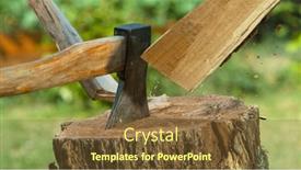  Presentation with freeze - Theme enhanced with freeze-motion-of-chopping-wooden background and a tawny brown colored foreground