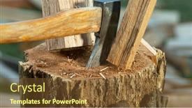  Presentation with freeze - Slide set enhanced with freeze-motion-of-chopping-wooden background and a tawny brown colored foreground