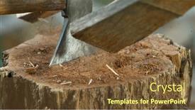  Presentation with freeze - Presentation featuring freeze-motion-of-chopping-wooden background and a tawny brown colored foreground
