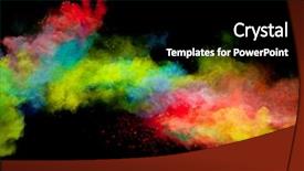  Presentation with dust - PPT theme consisting of freeze motion of colored dust explosion isolated on black background background and a black colored foreground