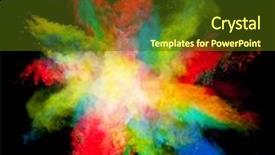  Presentation with explosive color burst explosion - PPT theme with freeze motion of colored dust background and a tawny brown colored foreground