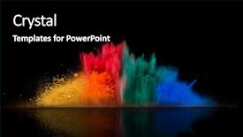  Presentation with explosive color burst explosion - Presentation theme having freeze motion of colored dust background and a black colored foreground