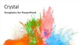  Presentation with explosive color burst explosion - PPT theme featuring freeze motion of colored dust background and a white colored foreground