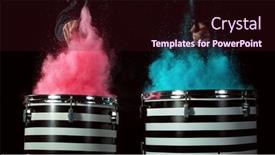  Presentation with coloured - Presentation design consisting of freeze-motion-of-coloured-powder background and a wine colored foreground