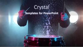  Presentation with drum - PPT theme featuring freeze-motion-of-drummer-hitting background and a wine colored foreground