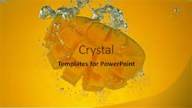  Presentation with fruit water - PPT theme with freeze-motion-of-falling-fresh and a gold colored foreground