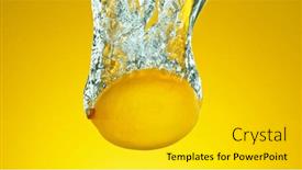  Presentation with fruit water - PPT theme consisting of freeze-motion-of-falling-fresh and a  colored foreground