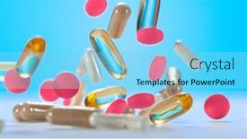  Presentation with freeze - Slide deck enhanced with freeze-motion-of-falling-pills background and a light blue colored foreground